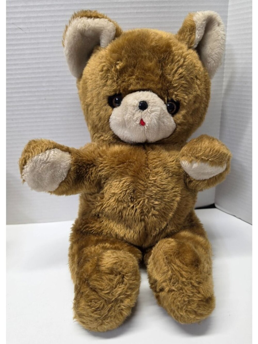 Vintage 1980s Brown Teddy Bear Plush 17" Stuffed Animal No Tags